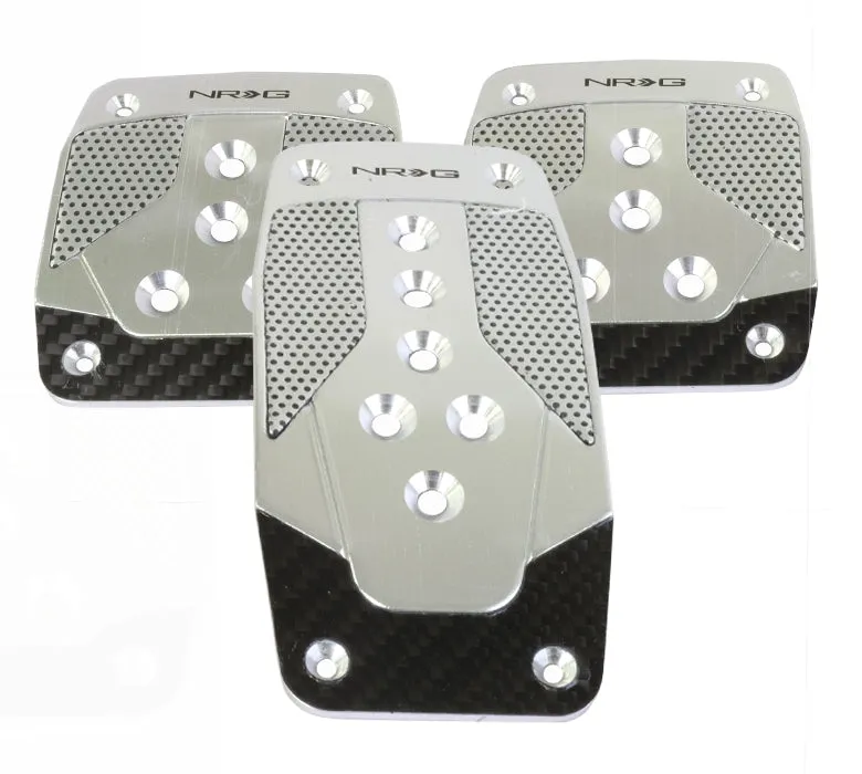NRG PDL-400SL Aluminum Sport Pedal Silver with Black Carbon (Manual Transmission)