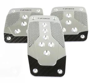 NRG PDL-400SL Aluminum Sport Pedal Silver with Black Carbon (Manual Transmission)
