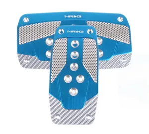 NRG PDL-450BL Aluminum Sport Pedal Blue with Silver Carbon (Automatic Transmission)