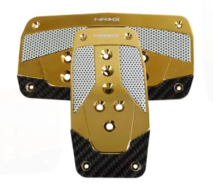 NRG PDL-450CG Aluminum Sport Pedal Red with Chrome Gold Carbon (Automatic Transmission)