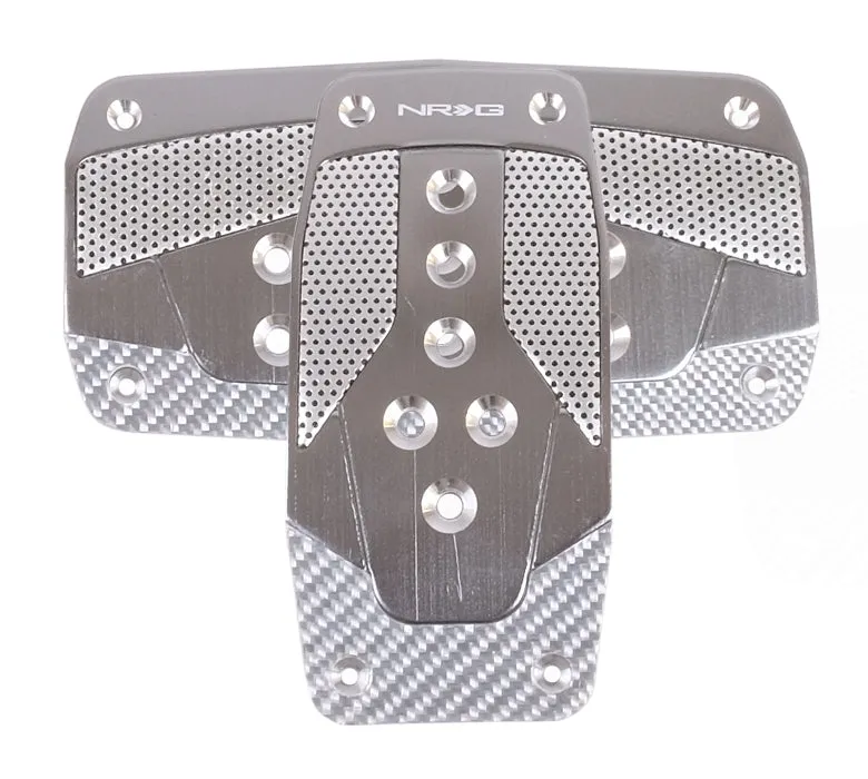 NRG PDL-450GM Aluminum Sport Pedal Gun Metal with Silver Carbon (Automatic Transmission)