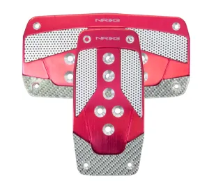 NRG PDL-450RD Aluminum Sport Pedal Red with Silver Carbon (Automatic Transmission)