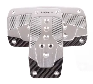 NRG PDL-450SL Aluminum Sport Pedal Silver with Black Carbon (Automatic Transmission)