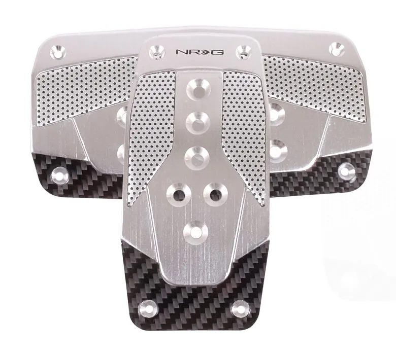 NRG PDL-450SL Aluminum Sport Pedal Silver with Black Carbon (Automatic Transmission)