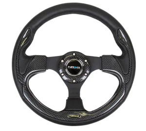 NRG Steering Wheel Reinforced - 320mm Sport Steering Wheel with Carbon Fiber Look Trim