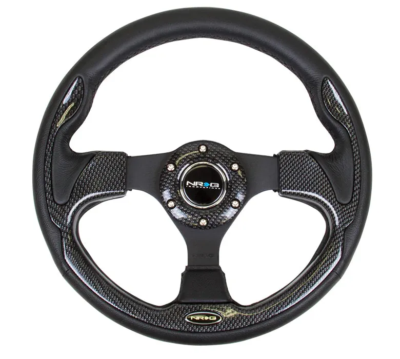 NRG Steering Wheel Reinforced - 320mm Sport Steering Wheel with Carbon Fiber Look Trim
