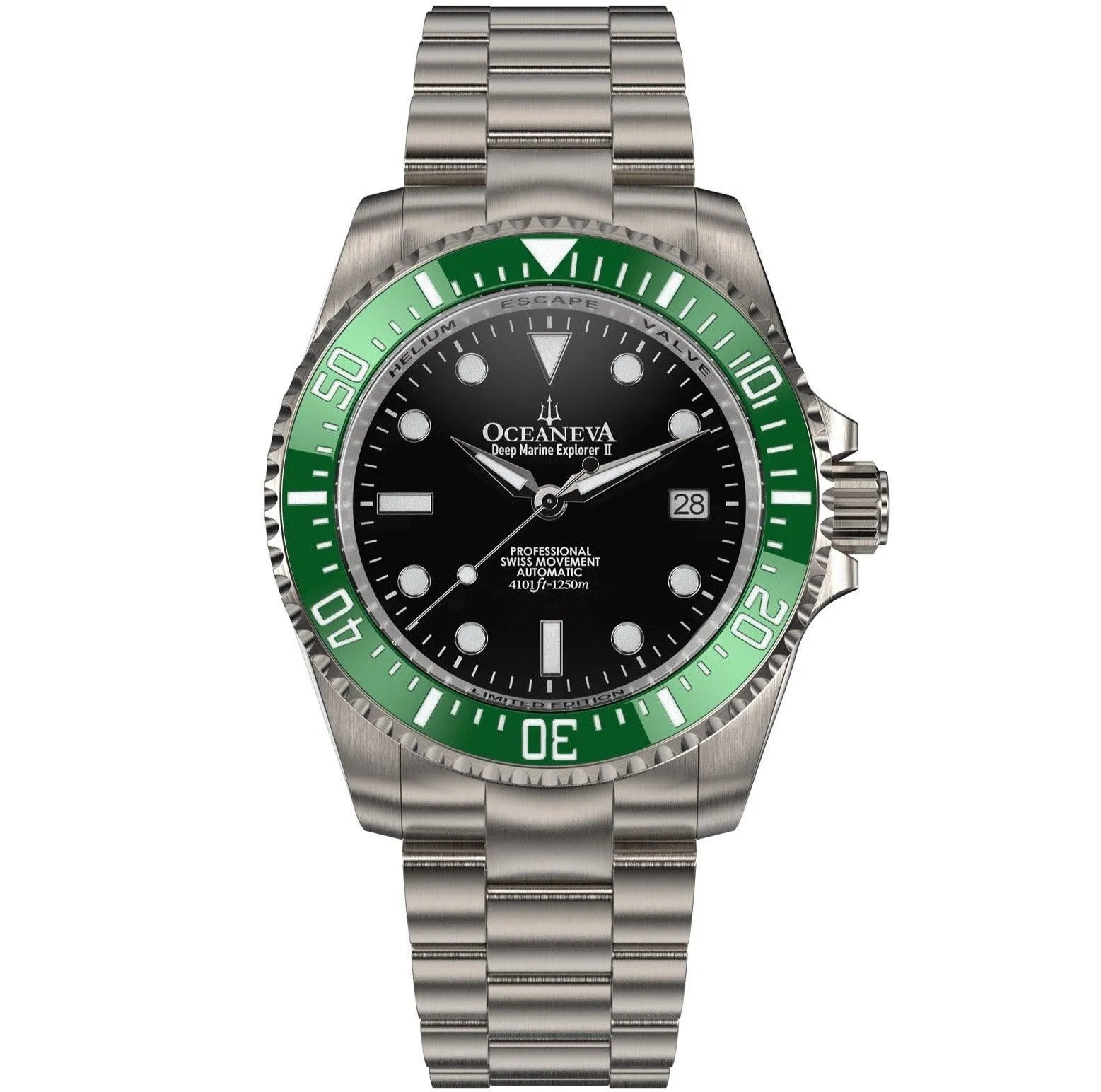 Oceaneva Titanium Deep Marine Explorer II Automatic 1250M Black Green Limited Edition