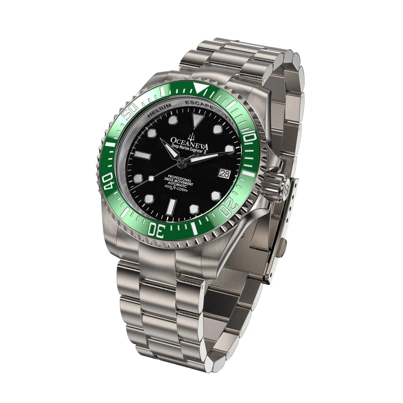 Oceaneva Titanium Deep Marine Explorer II Automatic 1250M Black Green Limited Edition