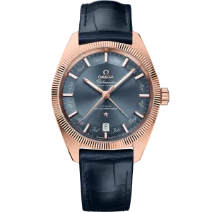 Omega Constellation Globemaster 41 mm, Sedna™ gold on leather strap