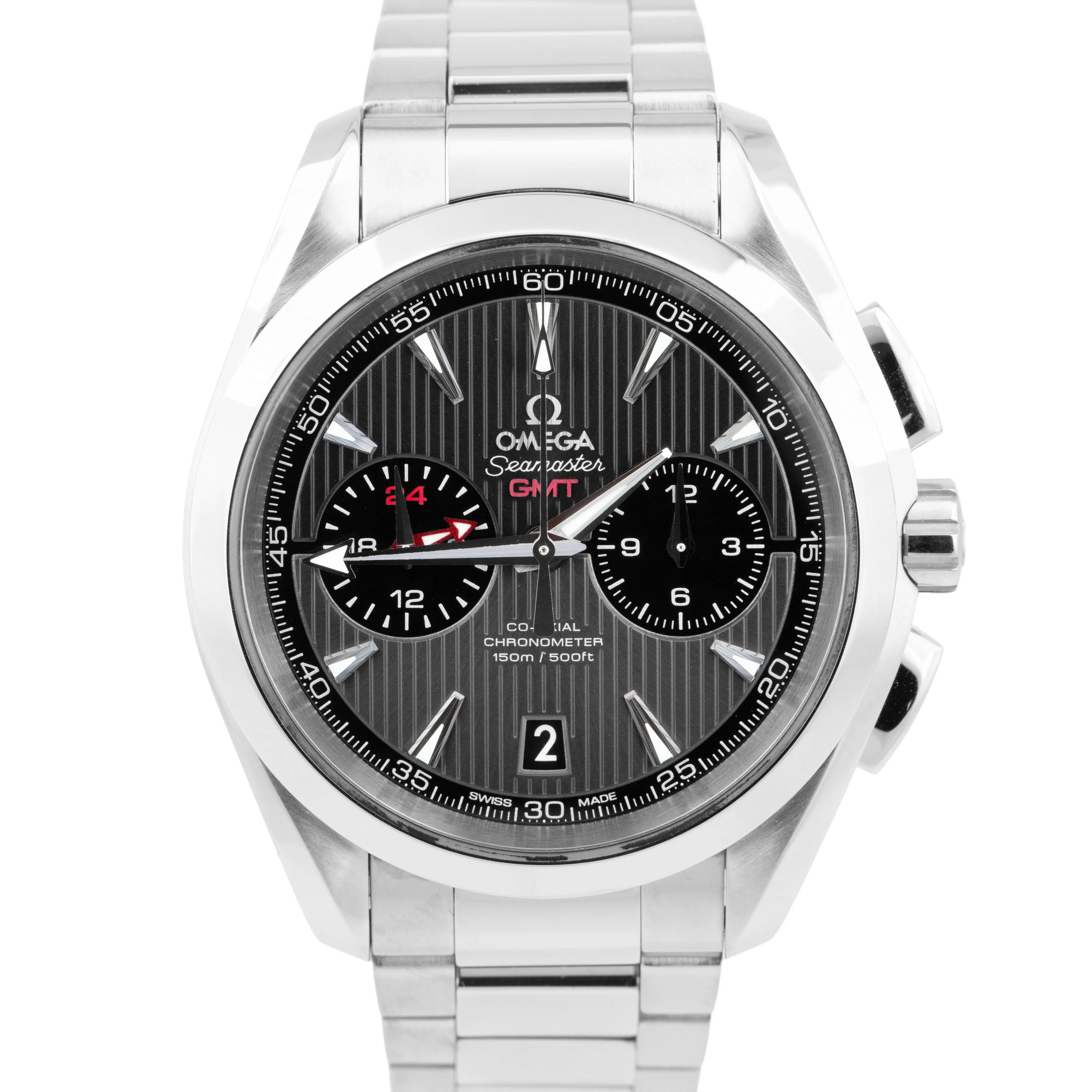 Omega Seamaster GMT Chronograph 42mm Gray Steel Watch 231.10.43.52.06.001 CARD