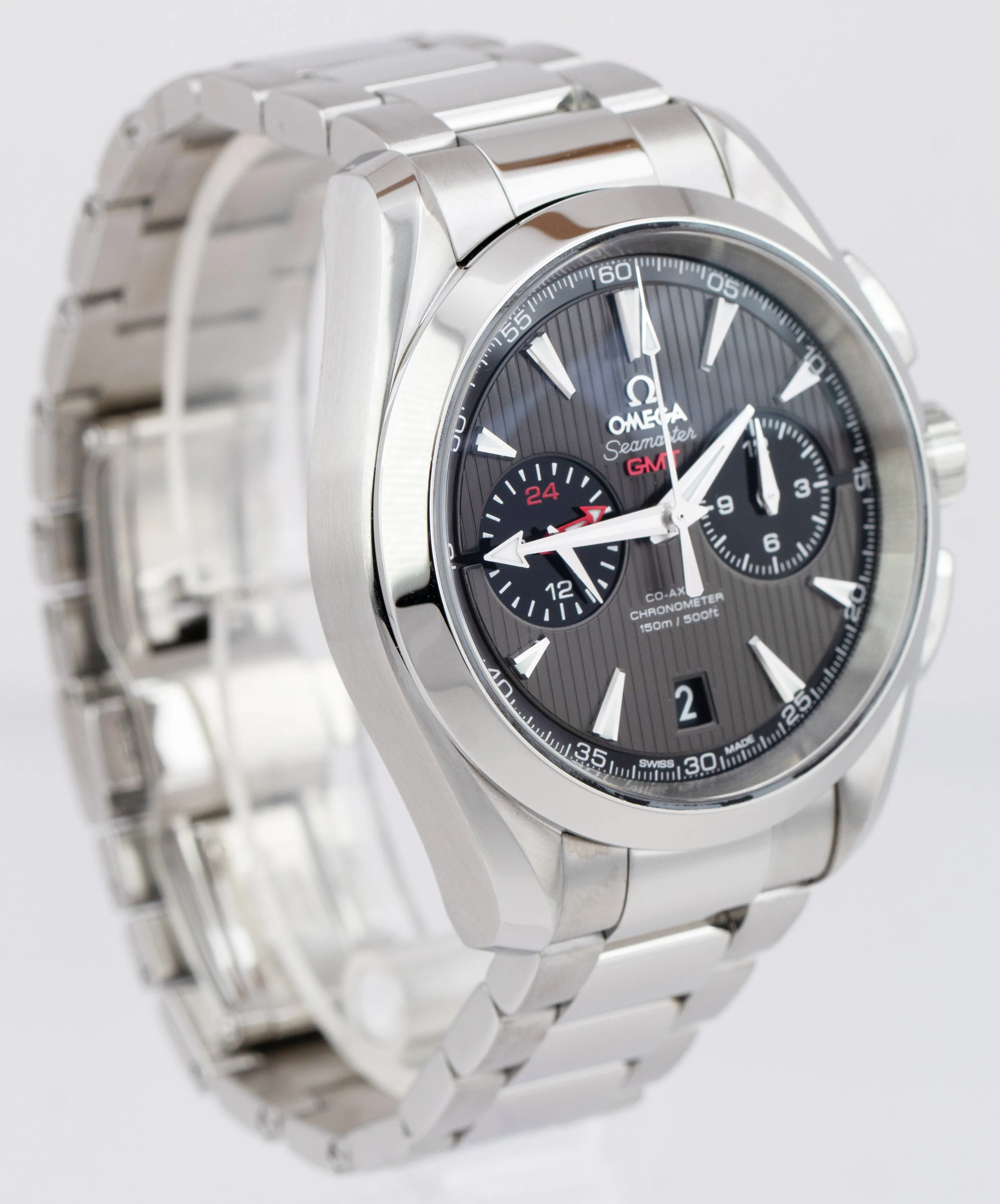 Omega Seamaster GMT Chronograph 42mm Gray Steel Watch 231.10.43.52.06.001 CARD