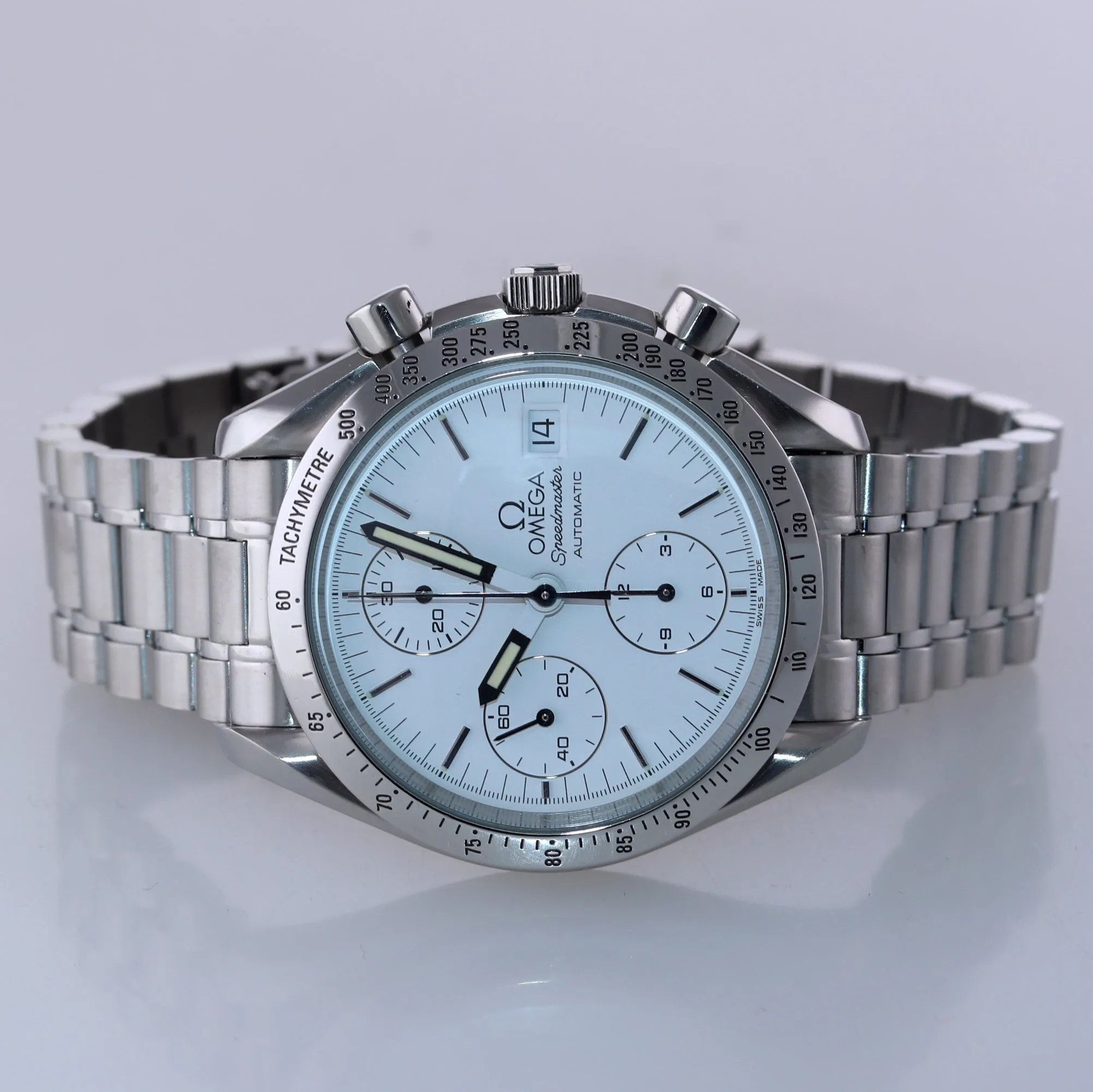 Omega Speedmaster Automatic 39mm White 3511.20 Steel Chronograph Date Watch