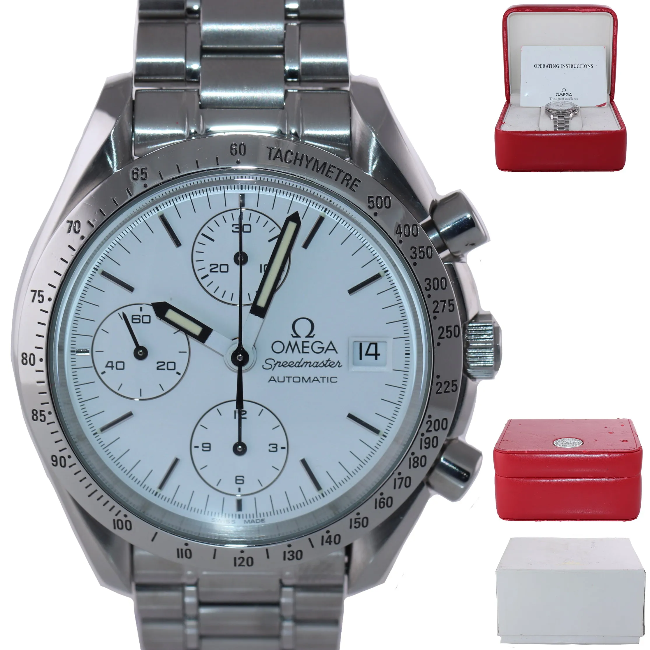 Omega Speedmaster Automatic 39mm White 3511.20 Steel Chronograph Date Watch