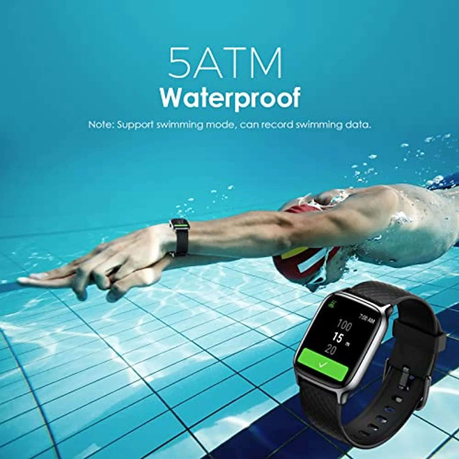 Oraimo Smart Watch, Fitness Tracker with Sleep and Heart Rate Monitor, 5ATM Waterproof Smartwatch, Fitness Watch with Pedometer, Compatible with iOS and Android, Activity Tracker for Women Men Kids