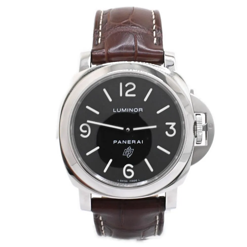 Panerai Men's Luminor Base Logo Stainless Steel 44mm Black Stick & Arabic Dial Watch Reference #: PAM00773