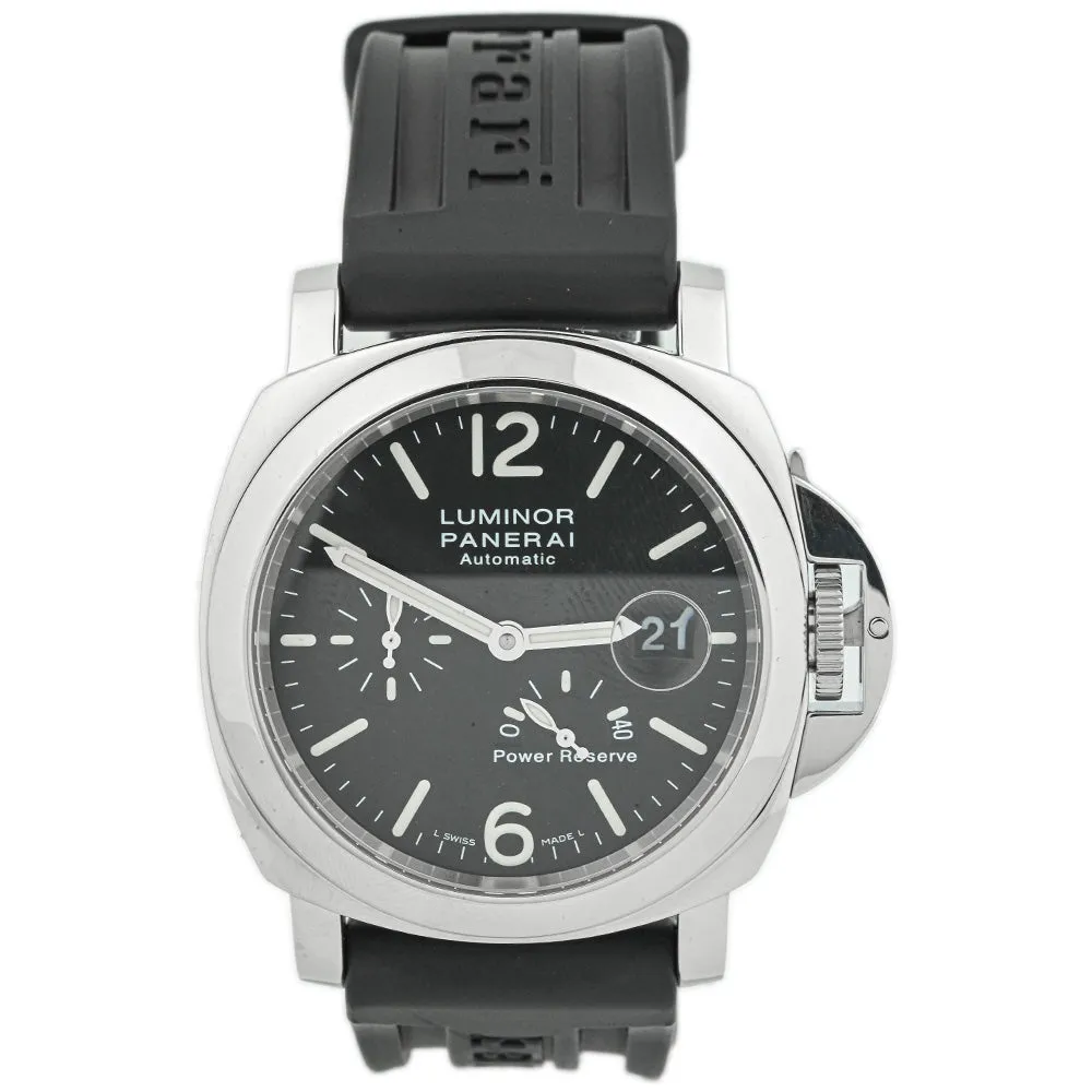 Panerai Men's Luminor Power Reserve Stainless Steel 44mm Black Stick & Arabic Numeral Dial Watch Reference #: PAM00090