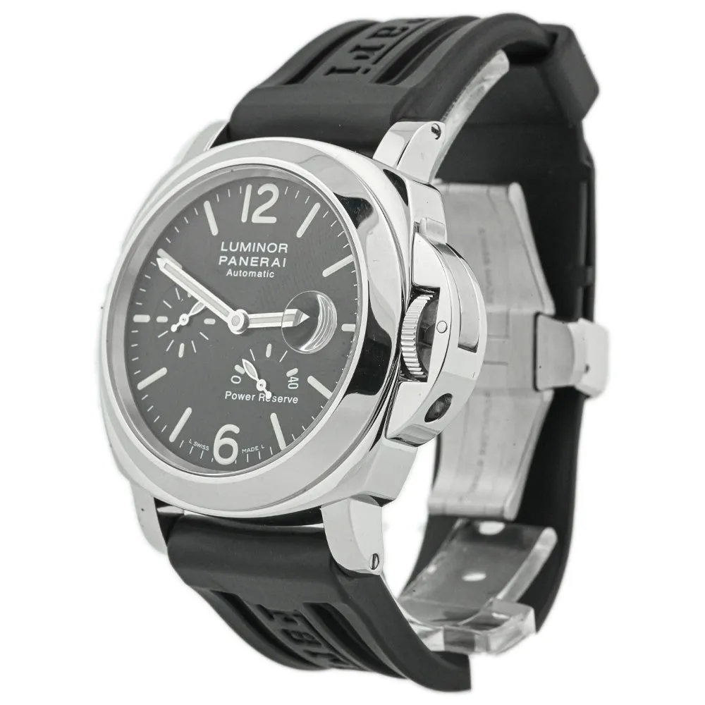 Panerai Men's Luminor Power Reserve Stainless Steel 44mm Black Stick & Arabic Numeral Dial Watch Reference #: PAM00090