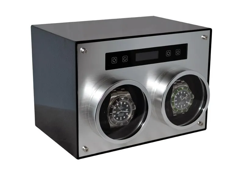 Pangaea D700 Double Metal Watch Winder with Cover (Carbon Fiber)