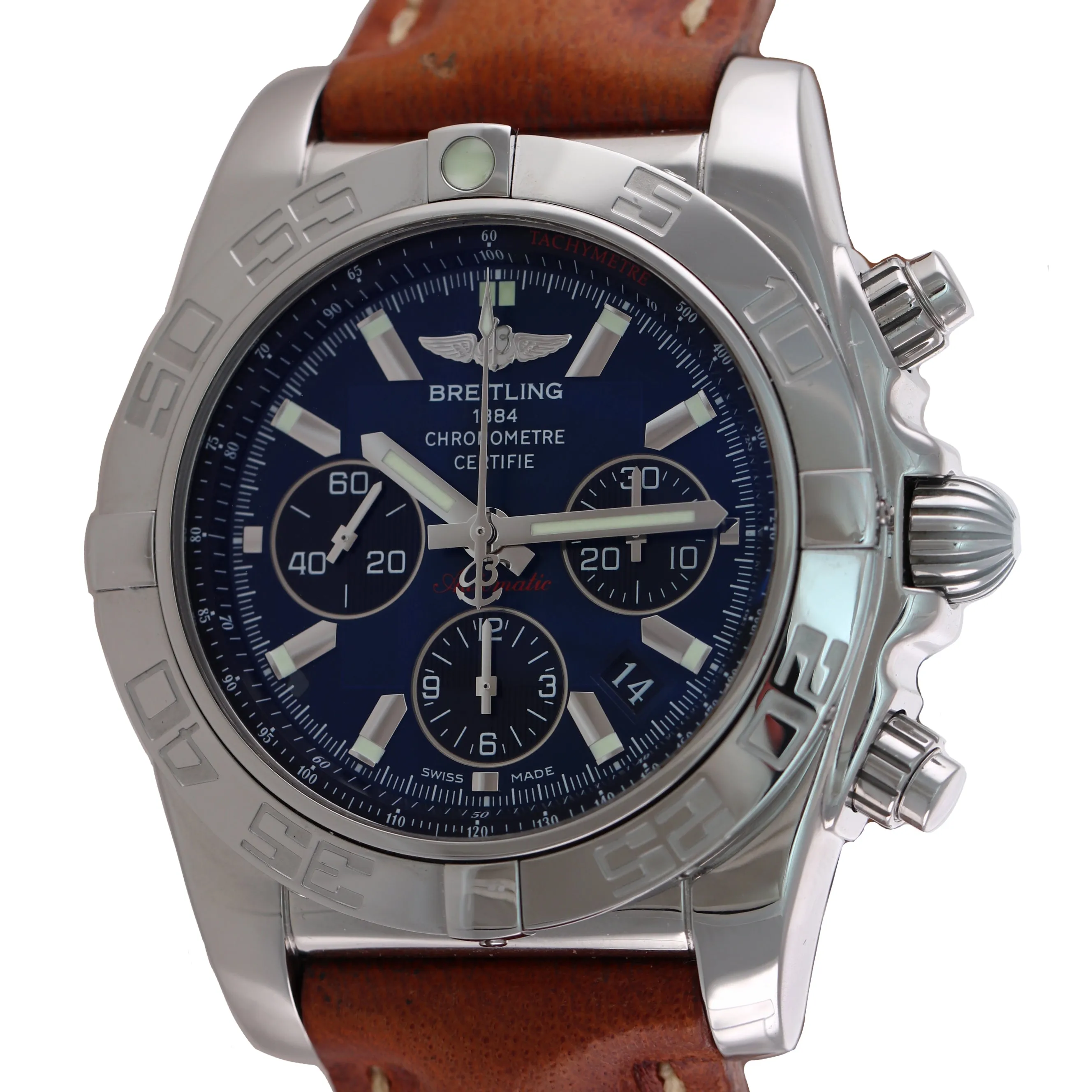 PAPERS Breitling Chronomat B01 Chronograph Steel Blue AB0110 44mm Date Watch