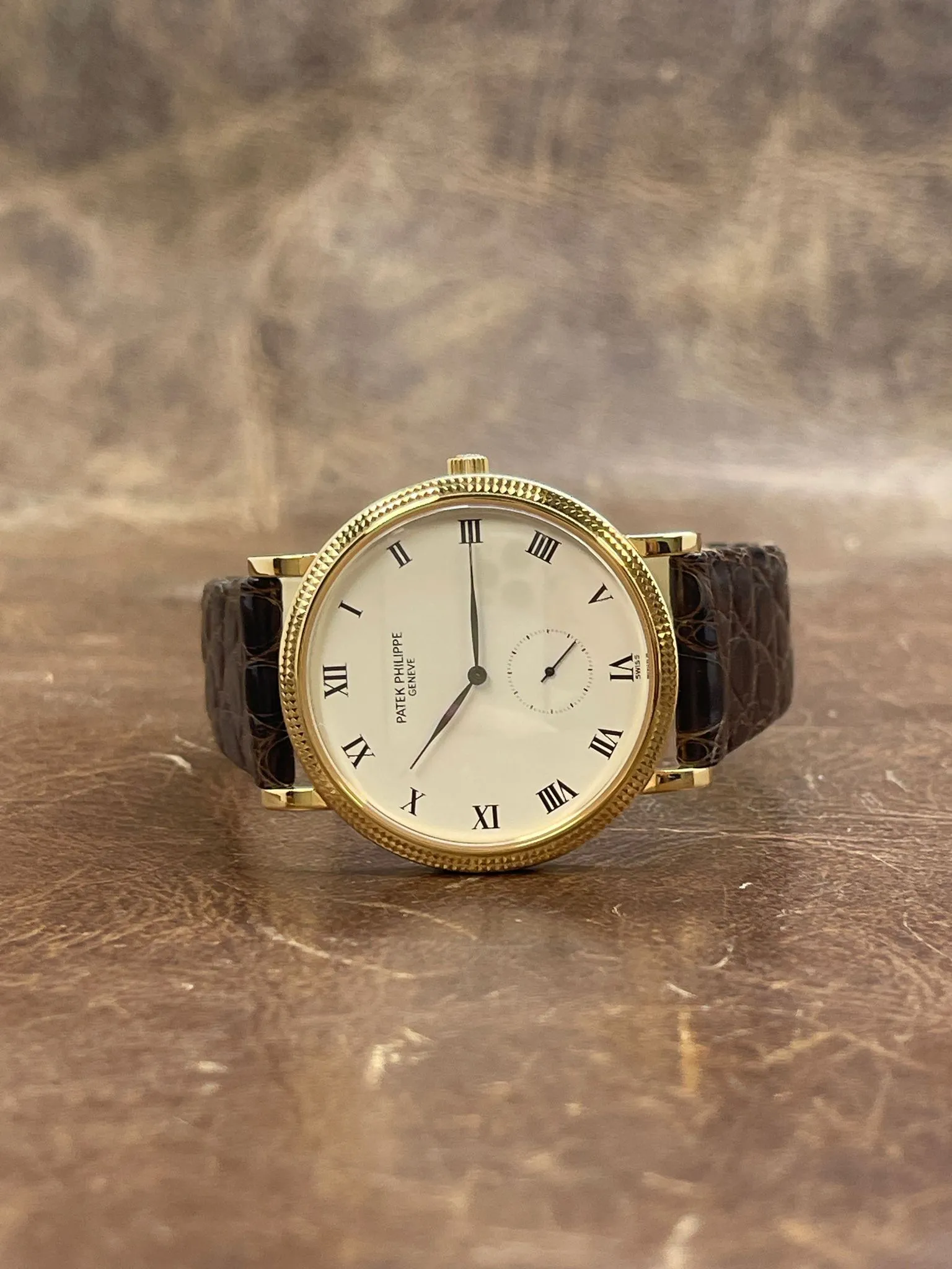 Patek Philippe Calatrava Custom Strap 3919J  White Roman Dial Manual Wind Men's Watch