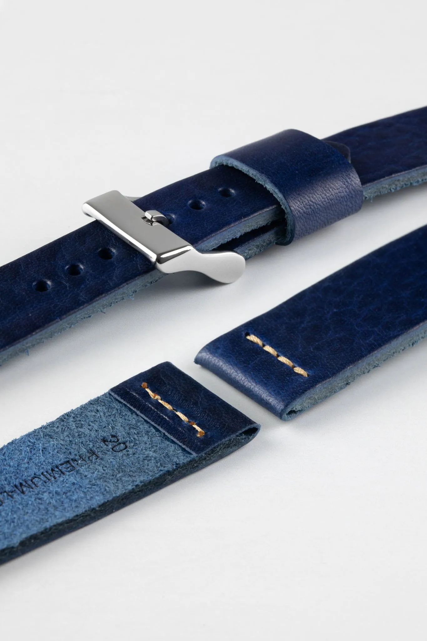 Pebro ARTISAN Leather Watch Strap in DEEP BLUE