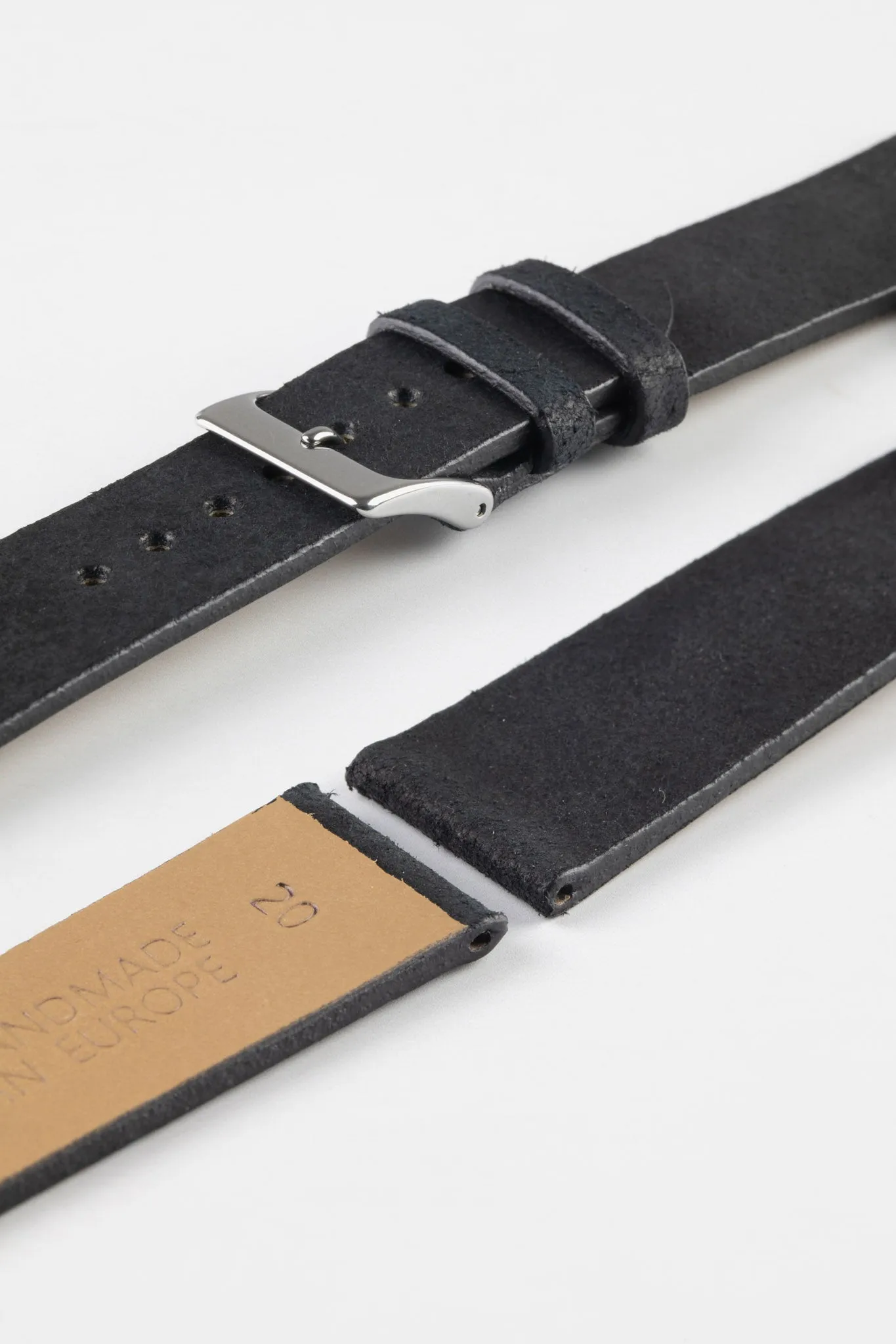 Pebro BARBOUR Waxed Calfskin Leather Watch Strap in BLACK