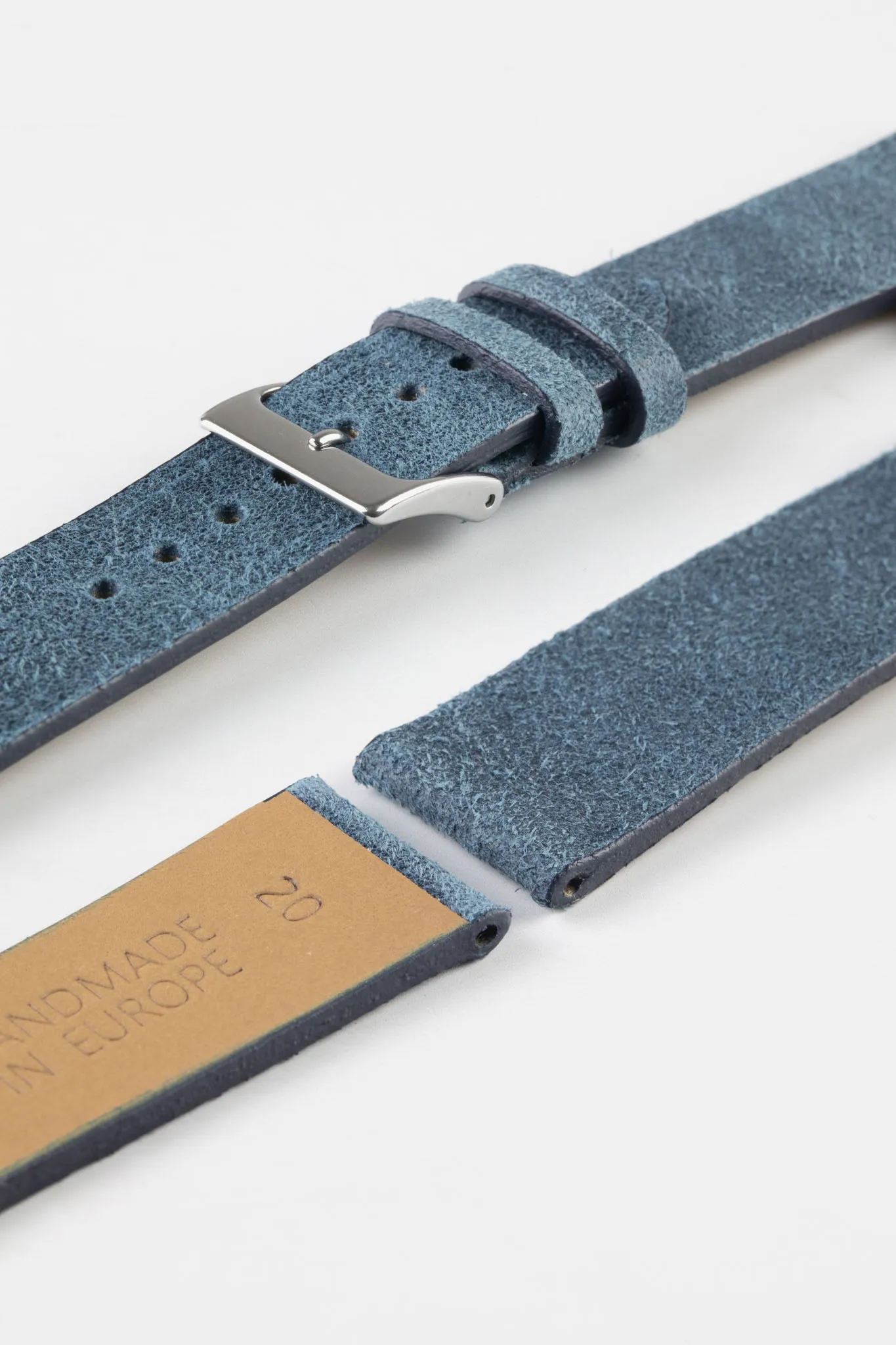Pebro BARBOUR Waxed Calfskin Leather Watch Strap in BLUE