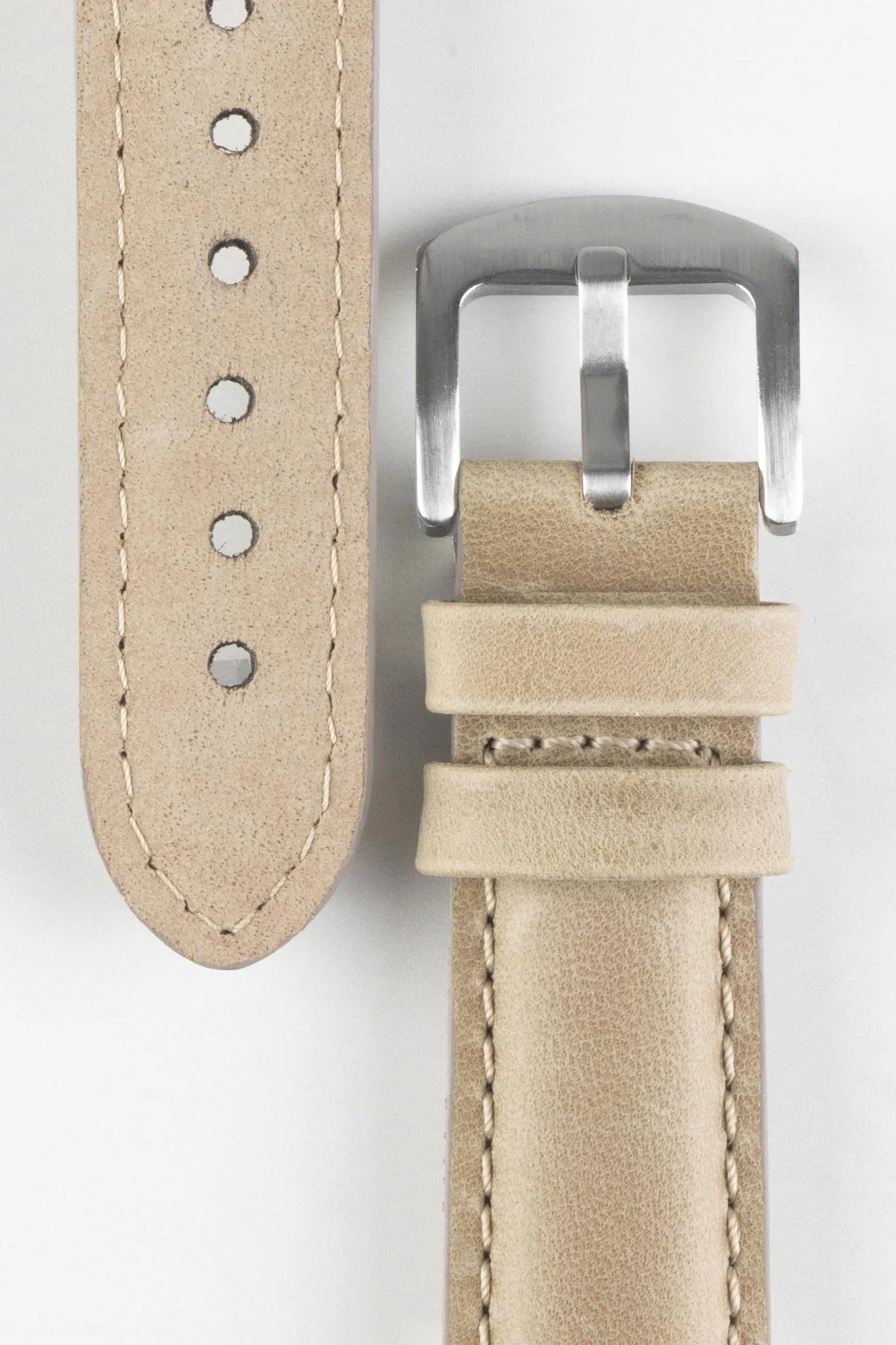Pebro CADW Padded Vintage Leather Watch Strap in TAUPE
