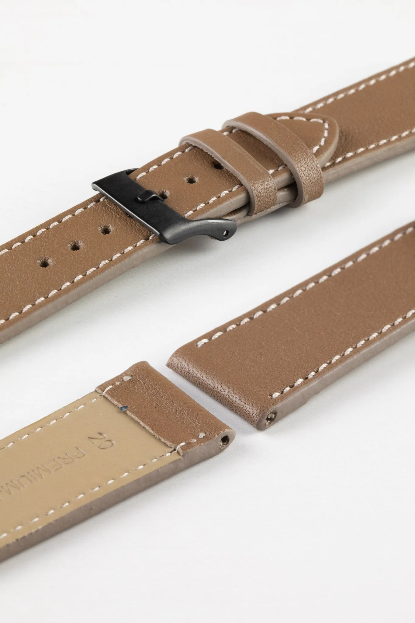 Pebro CLASSIC Unpadded Calfskin Leather Watch Strap in BEIGE
