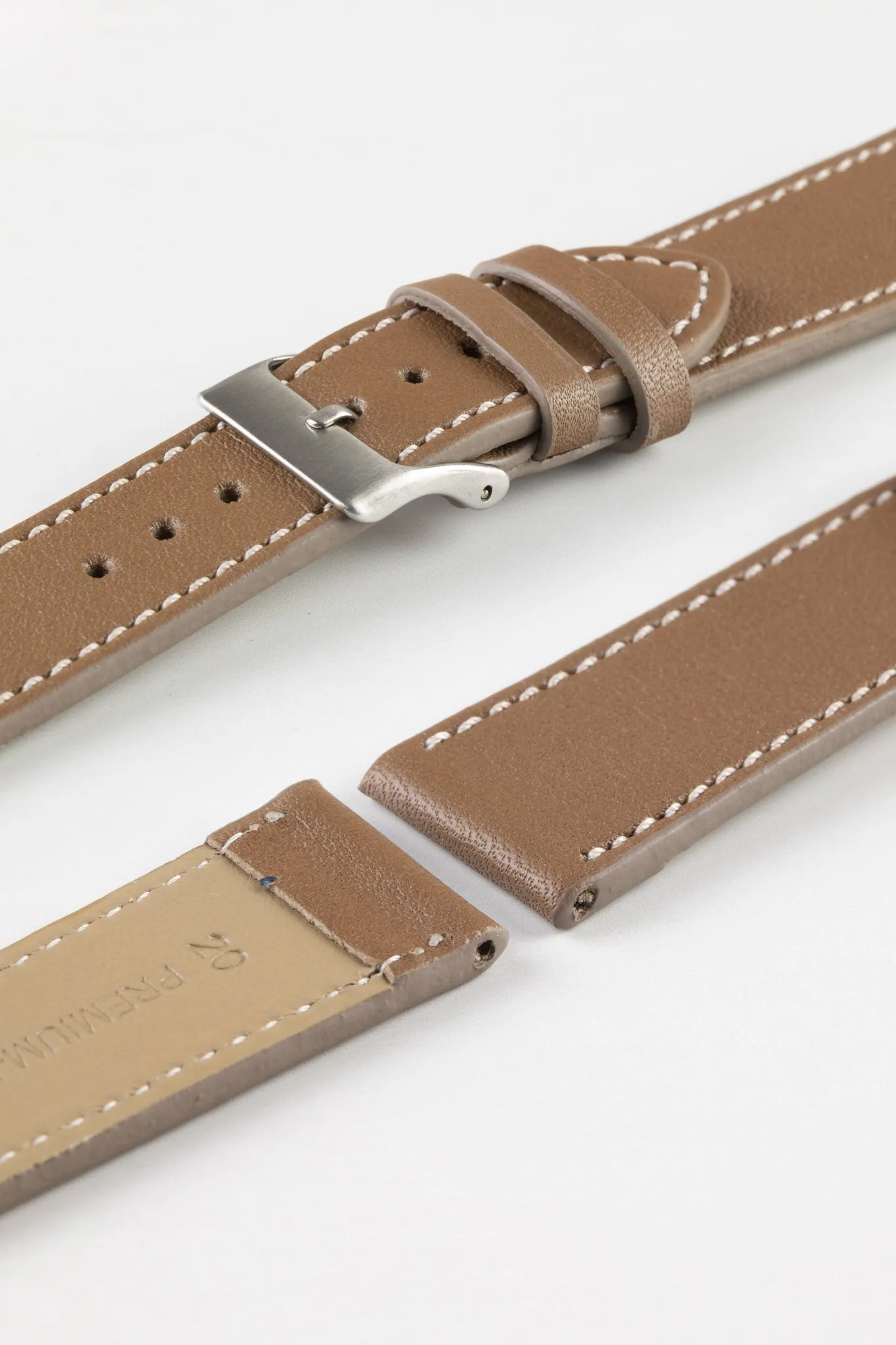 Pebro CLASSIC Unpadded Calfskin Leather Watch Strap in BEIGE