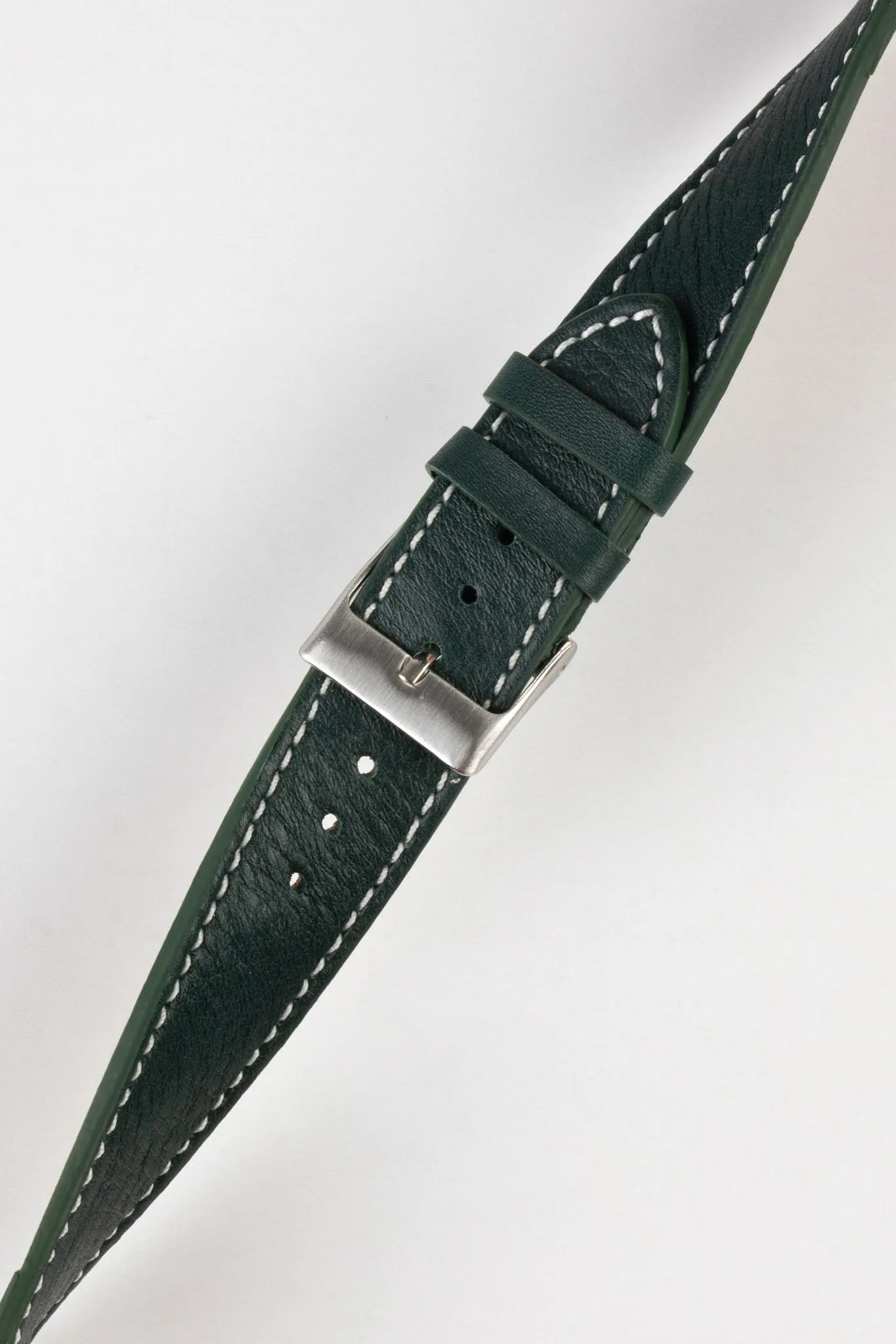 Pebro CLASSIC Unpadded Calfskin Leather Watch Strap in DARK GREEN