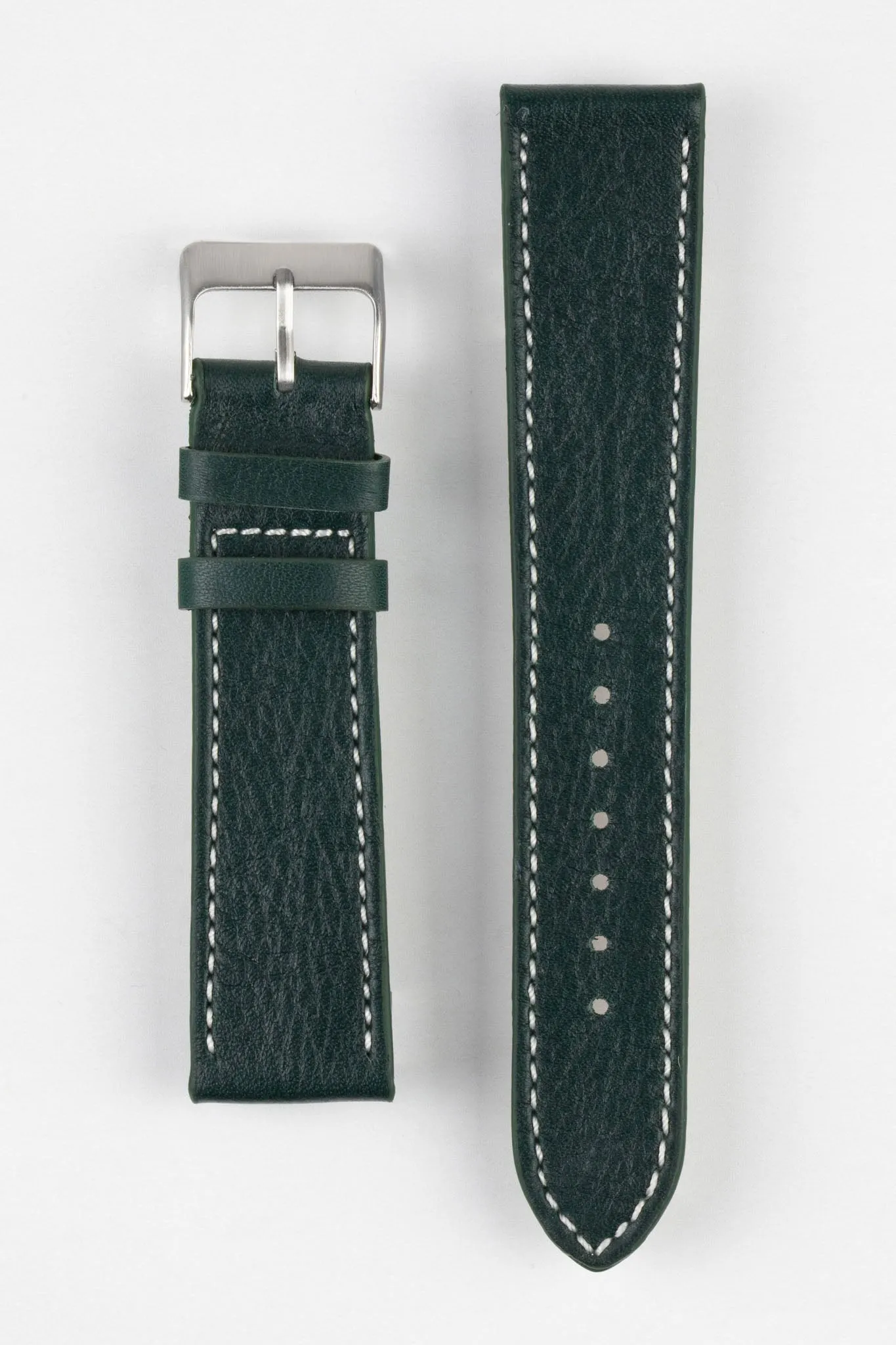 Pebro CLASSIC Unpadded Calfskin Leather Watch Strap in DARK GREEN