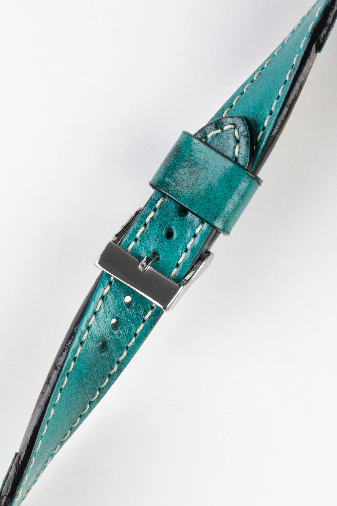 Pebro HISTORIC Hand-Finished Leather Watch Strap in TURQUOISE
