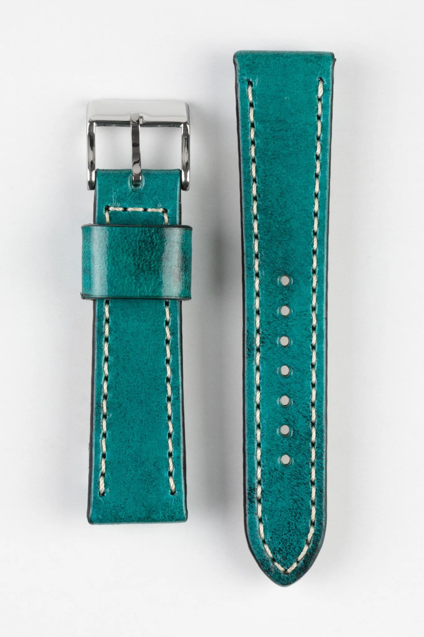 Pebro HISTORIC Hand-Finished Leather Watch Strap in TURQUOISE