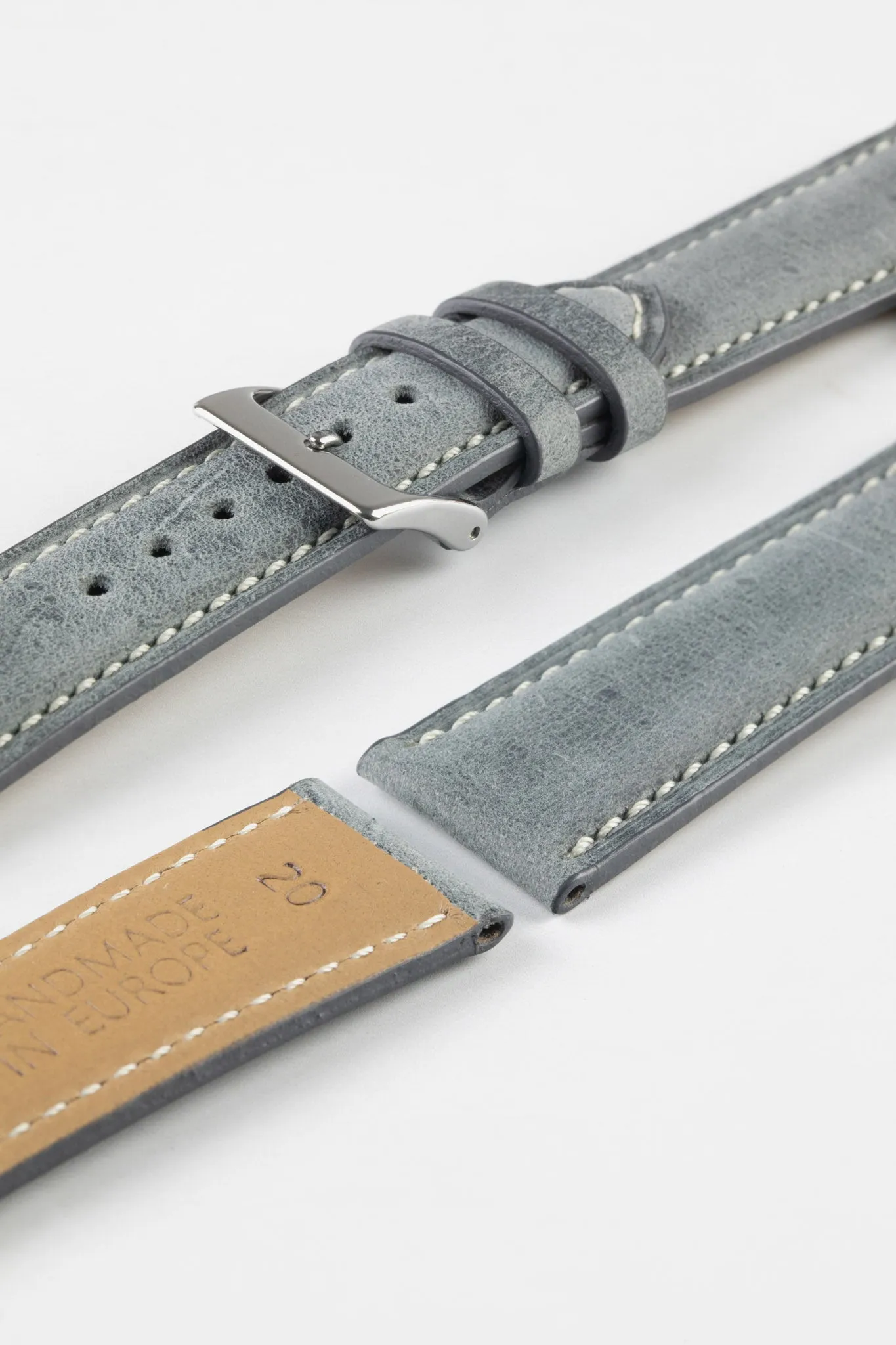Pebro SAVANNAH Genuine Antelope Leather Watch Strap in GREY