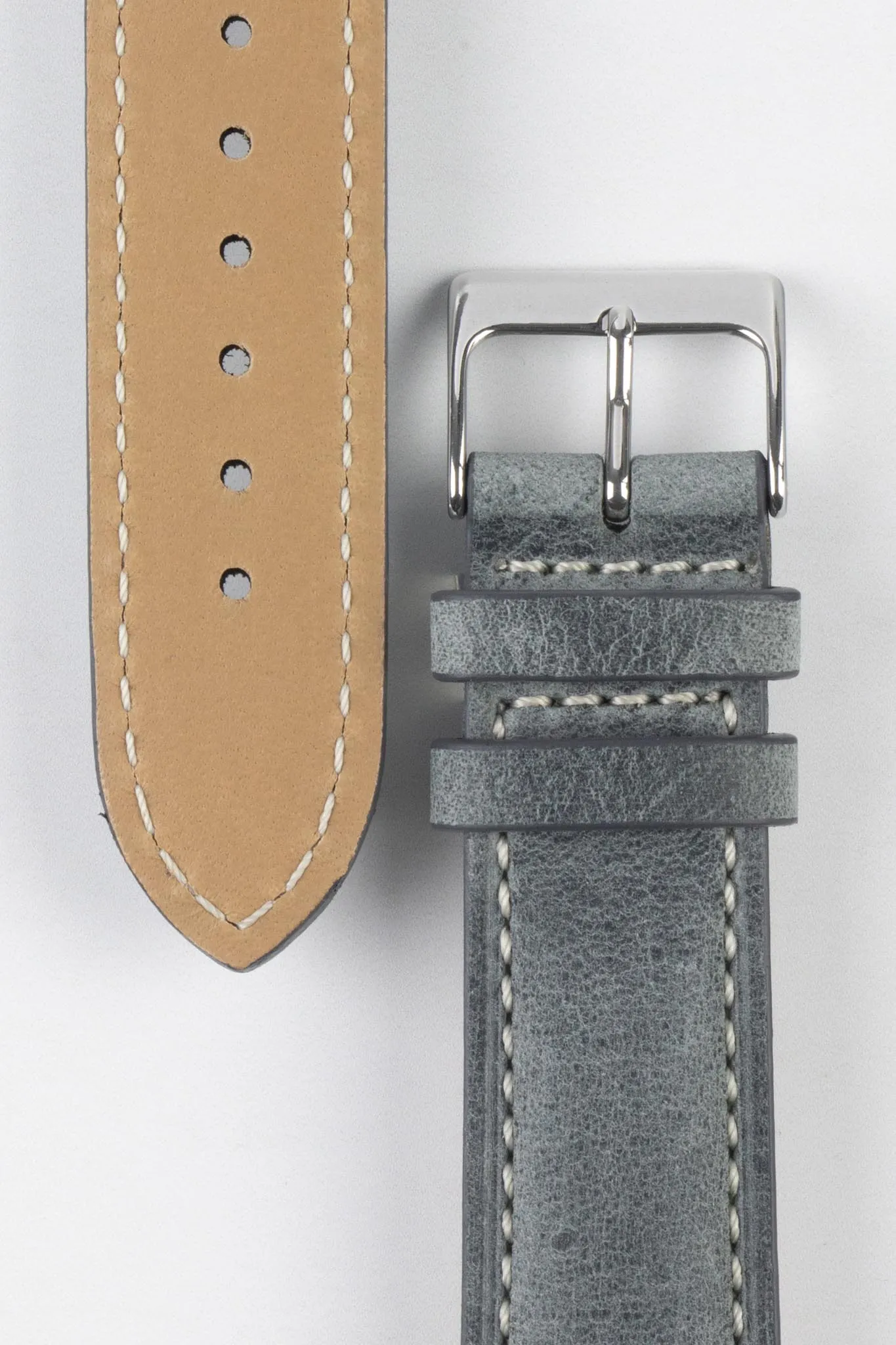 Pebro SAVANNAH Genuine Antelope Leather Watch Strap in GREY