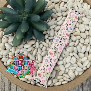 Pink Butterflies and Flower Print Watchbands