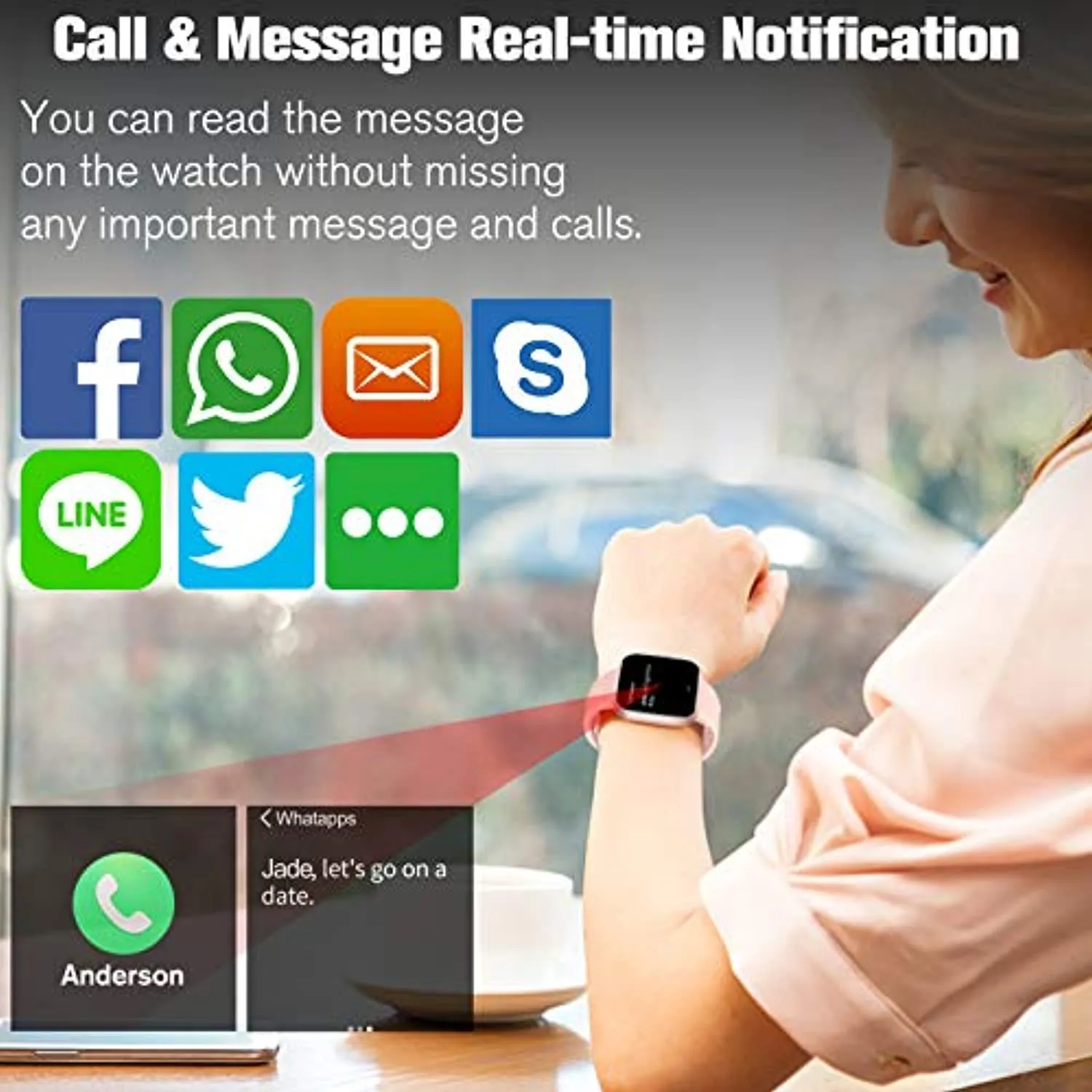 Pradory Smart Watch, Fitness Watch Activity Tracker with Blood Pressure Heart Rate Monitor IP67 Waterproof Bluetooth Smartwatch Touch Screen Sports Tracker Watch for iOS Phones Android Women Men Pink