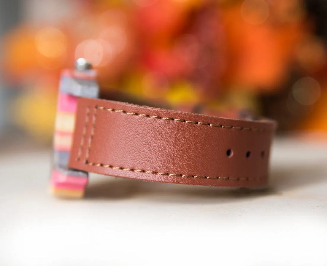 Rainbow Triangle Women's Wood Watch With Premium Leather Strap