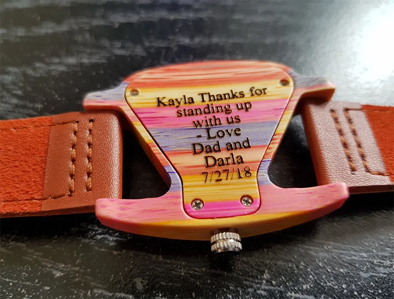 Rainbow Triangle Women's Wood Watch With Premium Leather Strap