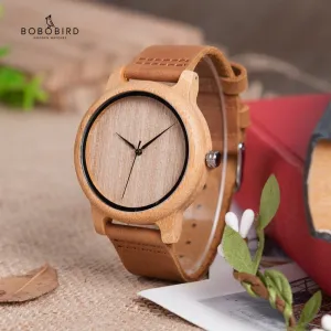 relogio masculino BOBO BIRD Timepieces Men Watch Bamboo Wooden Watches for Men and Women With Soft Leather Strap  C-A19