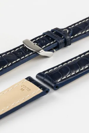 RIOS1931 AMBASSADOR Genuine Alligator Flank Padded Watch Strap in OCEAN BLUE