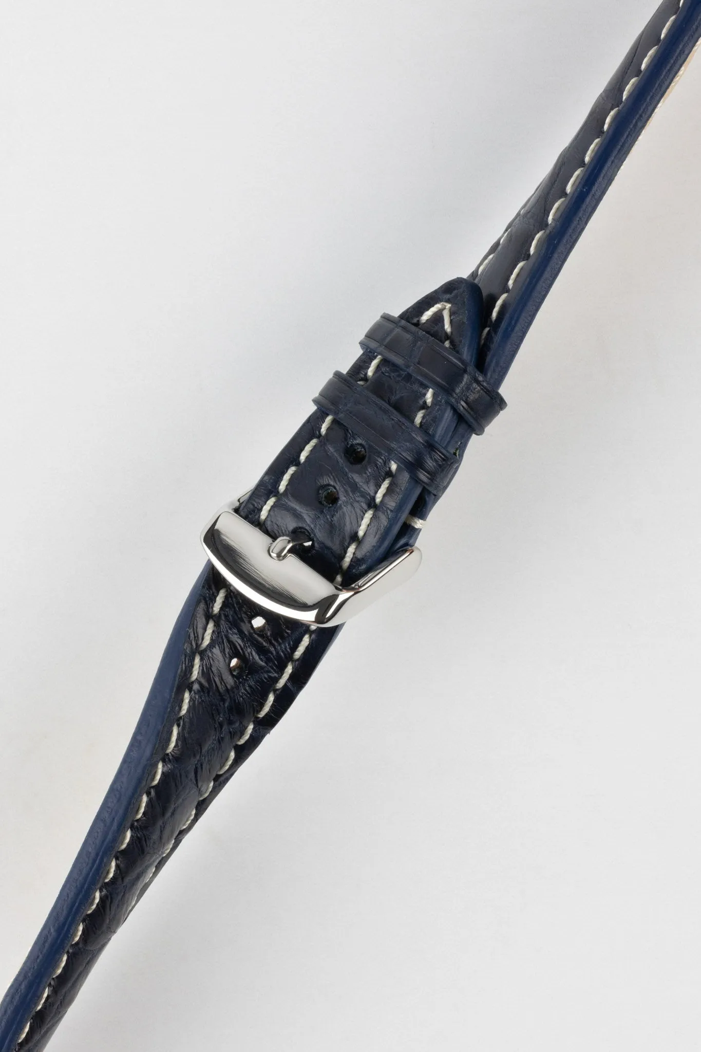 RIOS1931 AMBASSADOR Genuine Alligator Flank Padded Watch Strap in OCEAN BLUE
