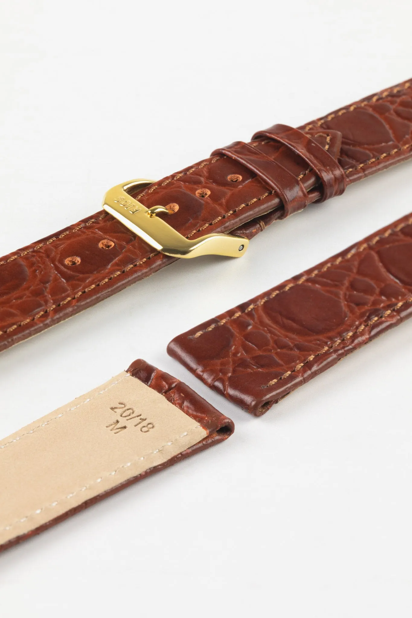 RIOS1931 BRAZIL Crocodile-Embossed Leather Watch Strap in MAHOGANY
