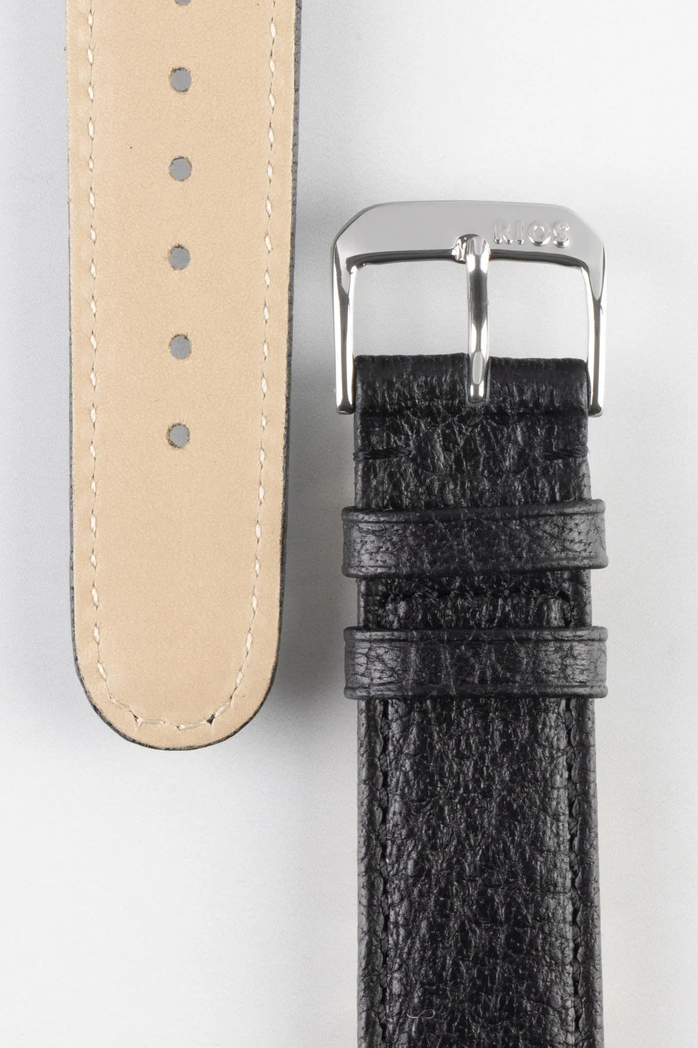 RIOS1931 TEXAS Genuine Buffalo Leather Watch Strap in BLACK