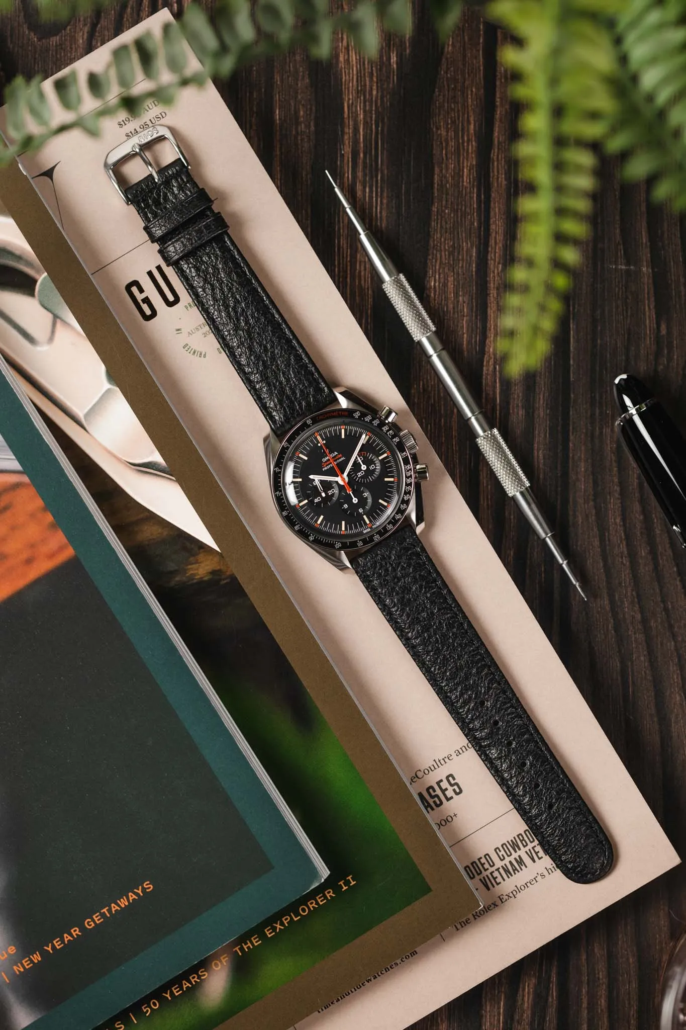 RIOS1931 TEXAS Genuine Buffalo Leather Watch Strap in BLACK