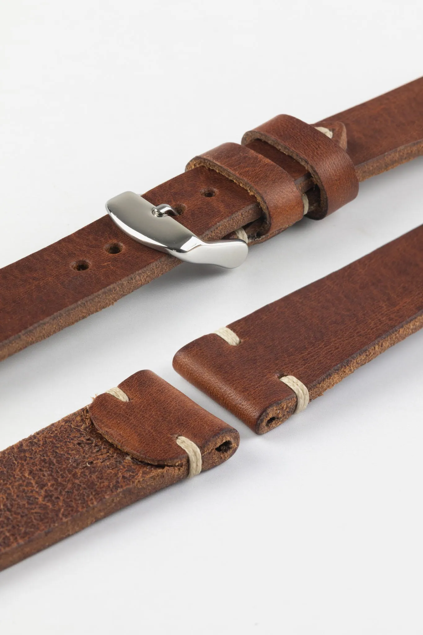 RIOS1931 WATTS Vintage Leather Watch Strap in MAHOGANY