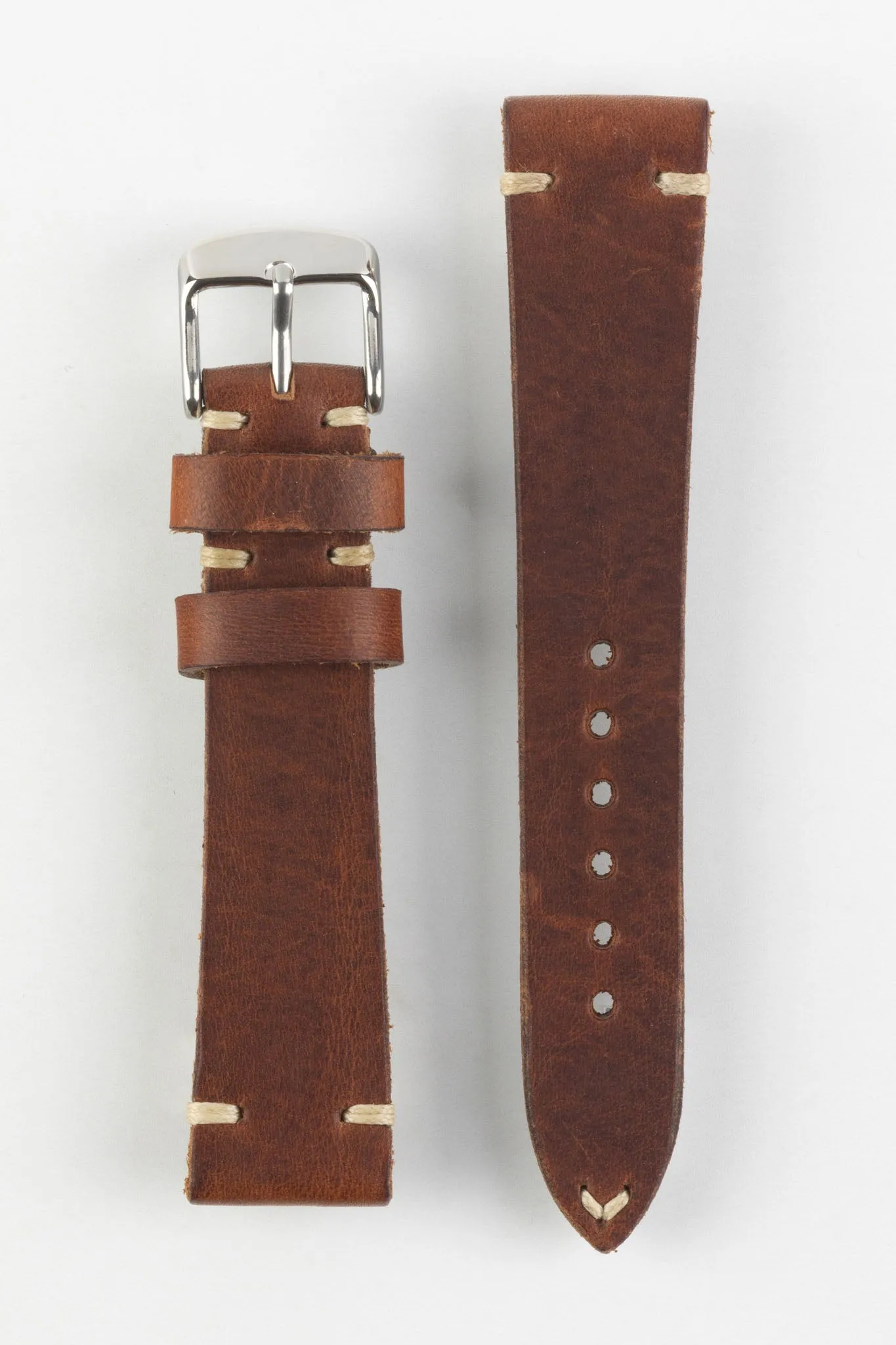 RIOS1931 WATTS Vintage Leather Watch Strap in MAHOGANY