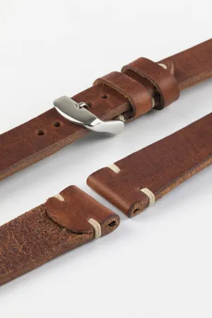 RIOS1931 WATTS Vintage Leather Watch Strap in MAHOGANY
