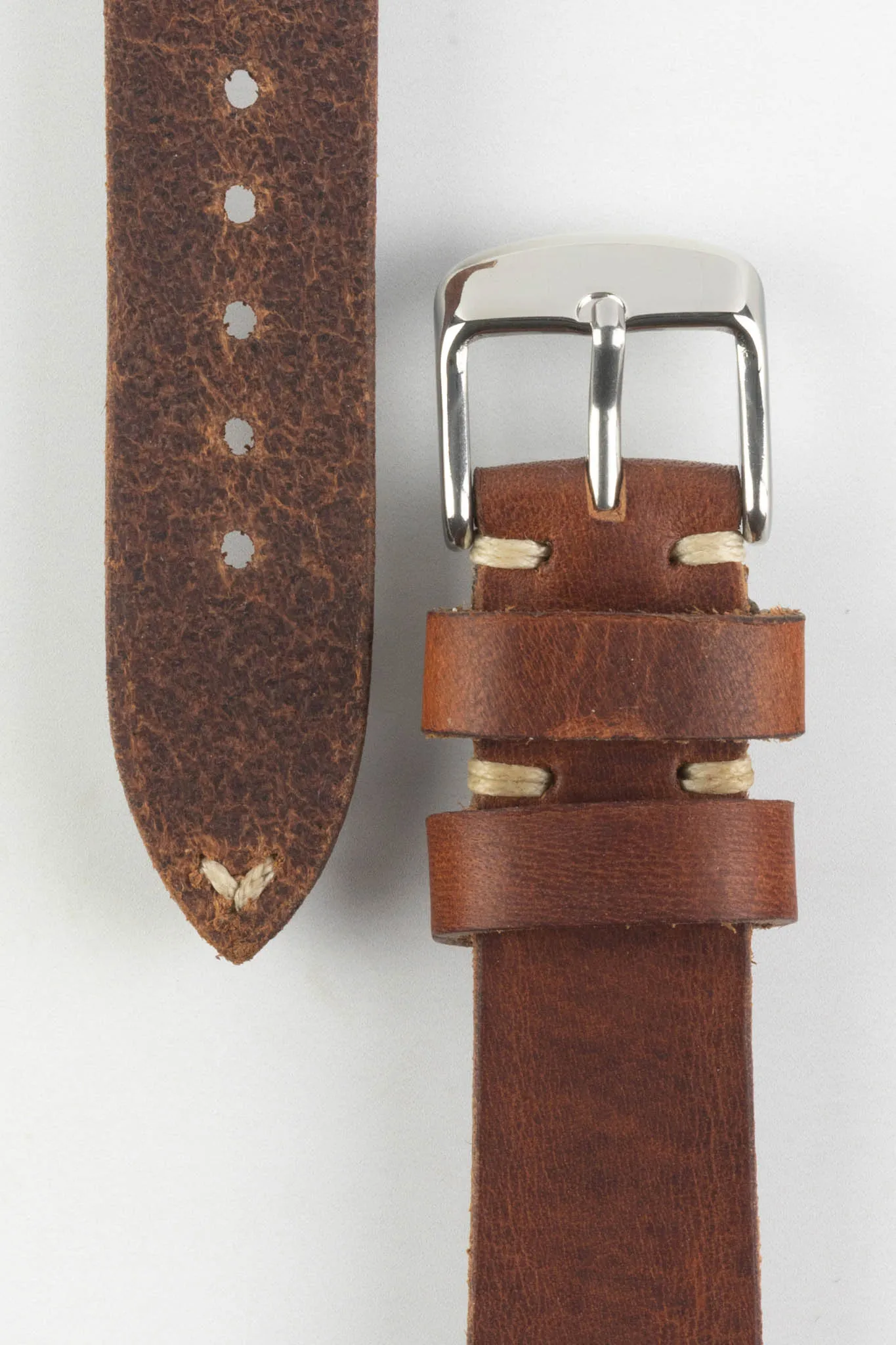 RIOS1931 WATTS Vintage Leather Watch Strap in MAHOGANY